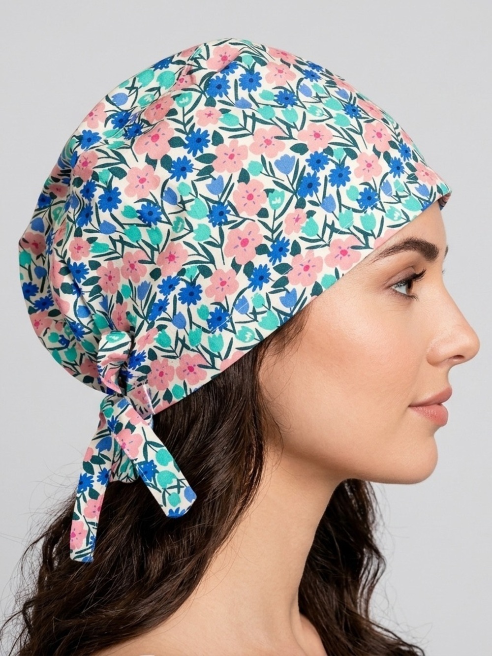 Handmade Boho Floral Hair Bonnet - One Size 🌸